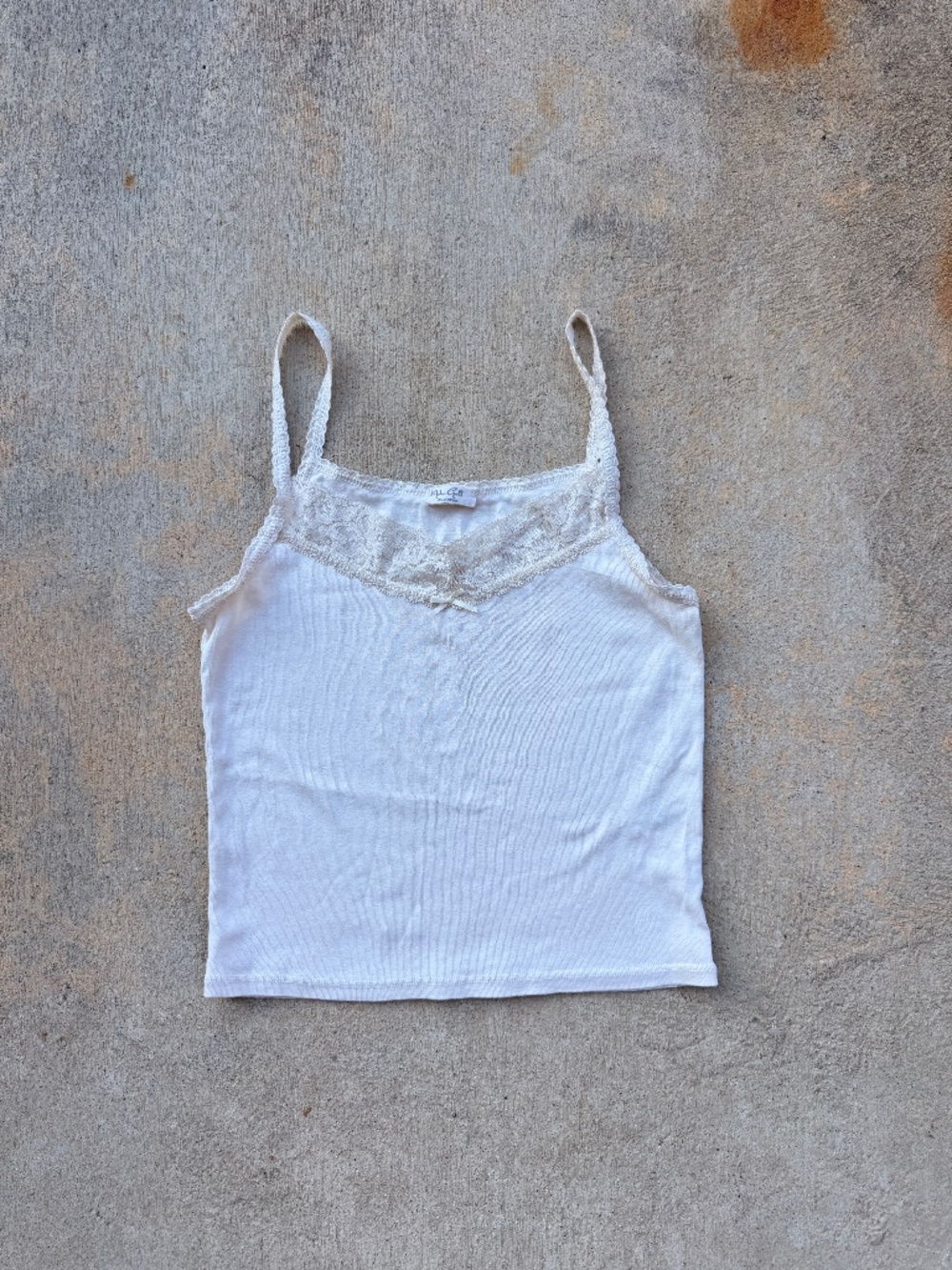 John Galt Brandy Melville White Lace Trim Bow Cami Tank Top One Size Coquette